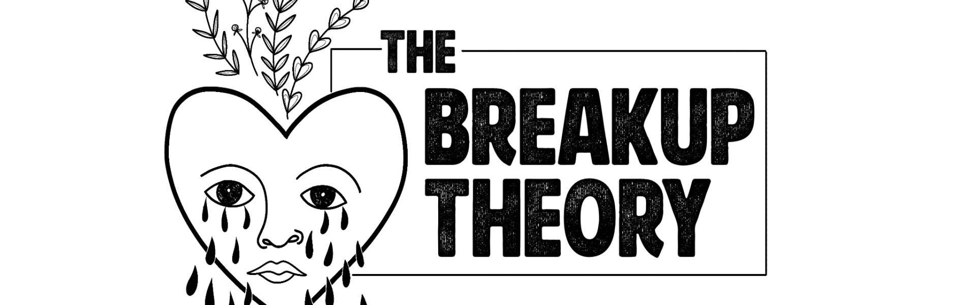 The breakup Theory logo with a crying face on a heart