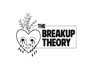 The breakup Theory logo with a crying face on a heart
