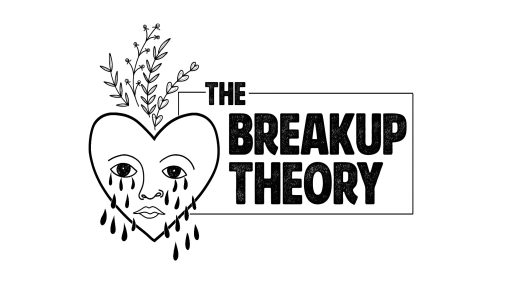 The breakup Theory logo with a crying face on a heart